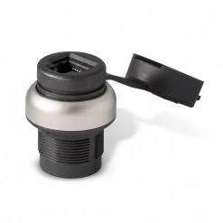 Waterproof RJ45 Connector with Protective Cover, Female to Female, 22 mm Mount, Silver Colored Bezel by ASI