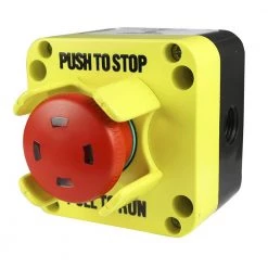 Emergency Stop Button Control Station with Visual Indicator and Protection Guard Push-Pull to Release by ASI