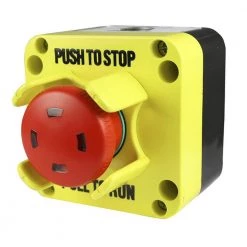 Emergency Stop Button Control Station with Visual Indicator, Push-Pull to Release, Vertical Wire Entry by ASI