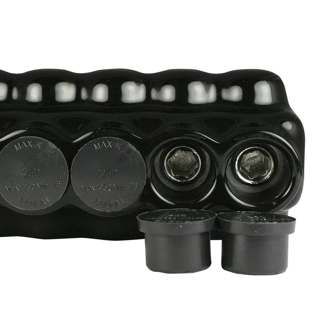 6 AWG - 250 MCM 600-Volt 6 Ports Multi Tap Connector, Insulated Single Sided Entry, Black by ASI 3 6 AWG - 250 MCM 600-Volt 6 Ports Multi Tap Connector, Insulated Single Sided Entry, Black by ASI - Image 3