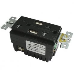 2 Duplex AC Wall Outlets and 2 USB Charging Ports, Wall Plate,20 Amp AC Outlet, 5 Amp USB, Black, (10-Pack) by ASI -ELECTRICAL TOOLS Store black asi electrical outlets receptacles atur5 0 20 10b 1f 1000