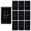 2 Duplex AC Wall Outlets and 2 USB Charging Ports, Wall Plate,20 Amp AC Outlet, 5 Amp USB, Black, (10-Pack) by ASI