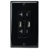 Two 5 Amp USB Two 20 Amp AC Wall Outlet and USB Charging Ports Wall Plate Tamper Resistant, Black by ASI