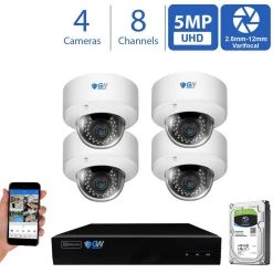 4-Channel 5MP Security Surveillance System NVR with 4-Camera 2.8-12 mm Varifocal Zoom Lens 100 ft. Night Vision 1TB HDD by GW Security