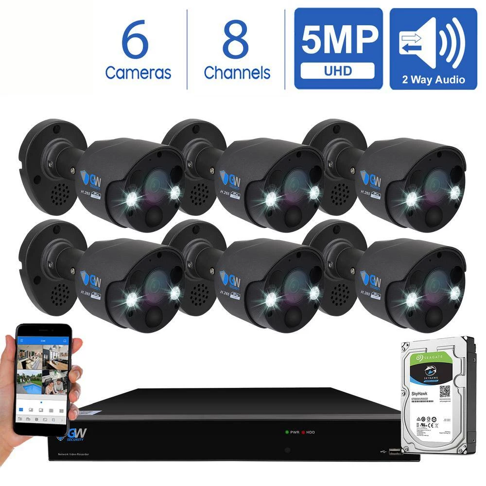 8-Channel 5MP 2TB NVR Security Camera System with 6 Wired Bullet Cameras 3.6 mm Fixed Lens 2-Way Audio, Spotlight by GW Security 7 8-Channel 5MP 2TB NVR Security Camera System with 6 Wired Bullet Cameras 3.6 mm Fixed Lens 2-Way Audio, Spotlight by GW Security - Image 7