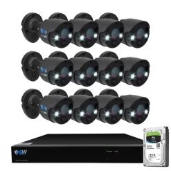 16-Channel 5MP 4TB NVR Security Camera System with 12 Wired Bullet Cameras 3.6 mm Fixed Lens 2-Way Audio, Spotlight by GW Security