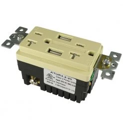 3.4 Amp USB/20 Amp AC Outlet AC Wall Outlet with USB Charging Ports and Includes Wall Plate, Ivory (3-Pack) by ASI -ELECTRICAL TOOLS Store ivory asi electrical outlets receptacles atur3 4 20 03i 4f 1000