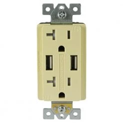 2 AC Wall Outlets and 2 USB Charging Ports Wall Plate Tamper Resistant, 5 Amp USB, 20 Amp AC Outlet, Ivory, (10-Pack) by ASI -ELECTRICAL TOOLS Store ivory asi electrical outlets receptacles atur5 0 20 10i 1f 1000