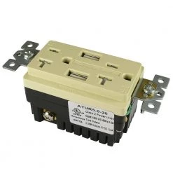 2 AC Wall Outlets and 2 USB Charging Ports Wall Plate Tamper Resistant, 5 Amp USB, 20 Amp AC Outlet, Ivory, (10-Pack) by ASI -ELECTRICAL TOOLS Store ivory asi electrical outlets receptacles atur5 0 20 10i 44 1000