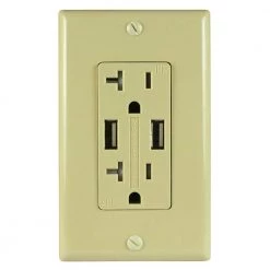 2 AC Wall Outlets and 2 USB Charging Ports Wall Plate Tamper Resistant, 5 Amp USB, 20 Amp AC Outlet, Ivory, (10-Pack) by ASI -ELECTRICAL TOOLS Store ivory asi electrical outlets receptacles atur5 0 20 10i 4f 1000