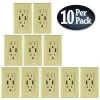 2 AC Wall Outlets and 2 USB Charging Ports Wall Plate Tamper Resistant, 5 Amp USB, 20 Amp AC Outlet, Ivory, (10-Pack) by ASI