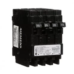 25 Amp Double-Pole and (2) 15 Amp Single-Pole Type QT Triplex Circuit Breaker by Siemens -ELECTRICAL TOOLS Store siemens quad breakers q21525ct 1f 1000