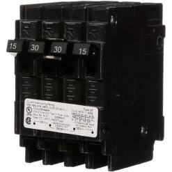 Triplex 2-Outer 15 Amp Single-Pole and 1-Inner 30 Amp Double-Pole Circuit Breaker by Siemens