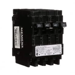 Triplex Two Outer 20-Amp Single-Pole and One Inner 40-Amp Double-Pole-Circuit Breaker by Siemens -ELECTRICAL TOOLS Store siemens quad breakers q22040ctu 4f 1000