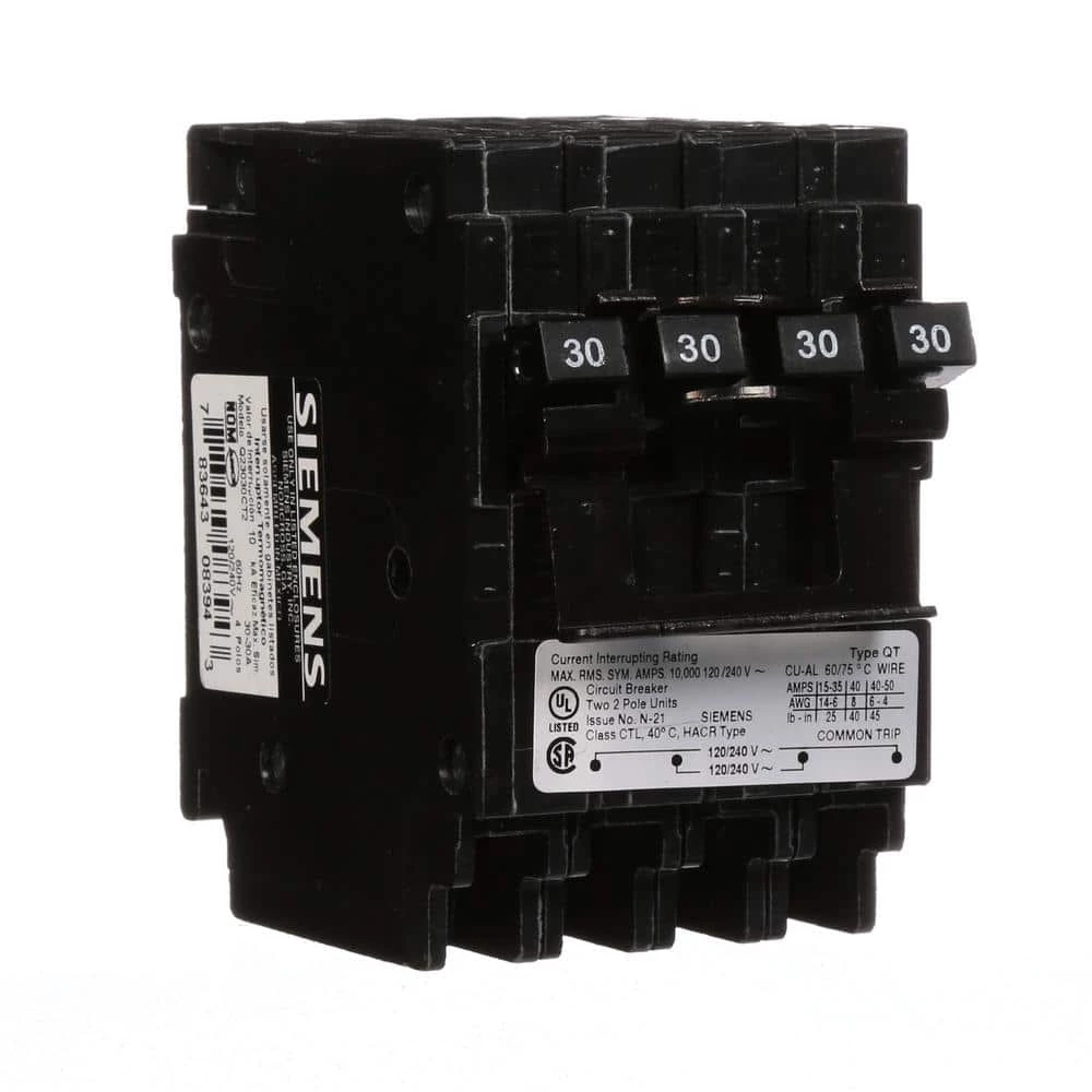 Quadplex 1-Outer 30 Amp Double-Pole and 1-Inner 30 Amp Double-Pole Circuit Breaker by Siemens 4 Quadplex 1-Outer 30 Amp Double-Pole and 1-Inner 30 Amp Double-Pole Circuit Breaker by Siemens - Image 4