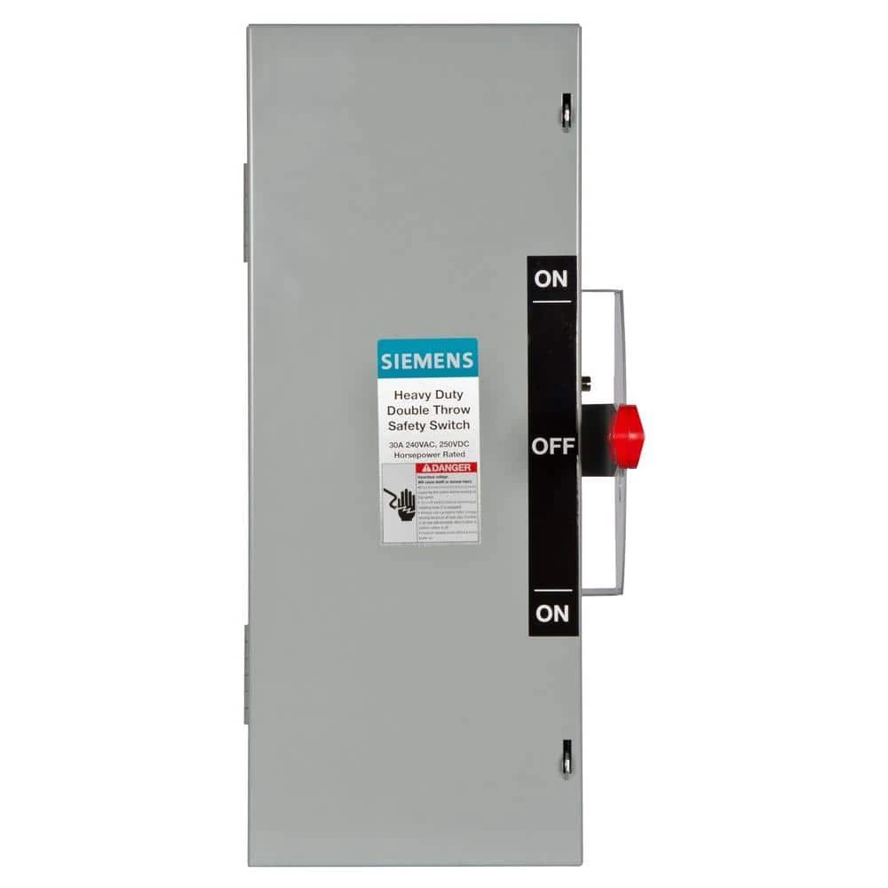 Double Throw 30 Amp 240-Volt 3-Pole Indoor Non-Fusible Safety Switch by Siemens 1 Double Throw 30 Amp 240-Volt 3-Pole Indoor Non-Fusible Safety Switch by Siemens