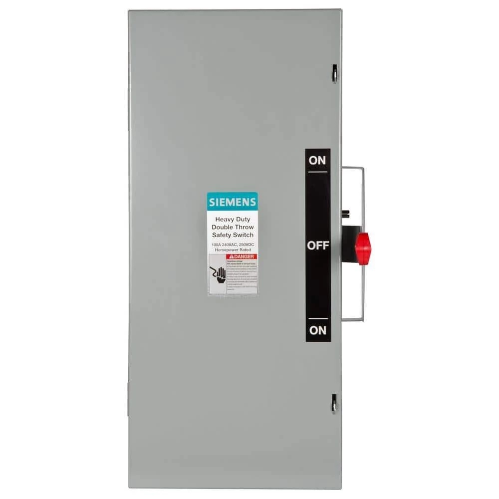 Double Throw 100 Amp 240-Volt 3-Pole Indoor Non-Fusible Safety Switch by Siemens 1 Double Throw 100 Amp 240-Volt 3-Pole Indoor Non-Fusible Safety Switch by Siemens