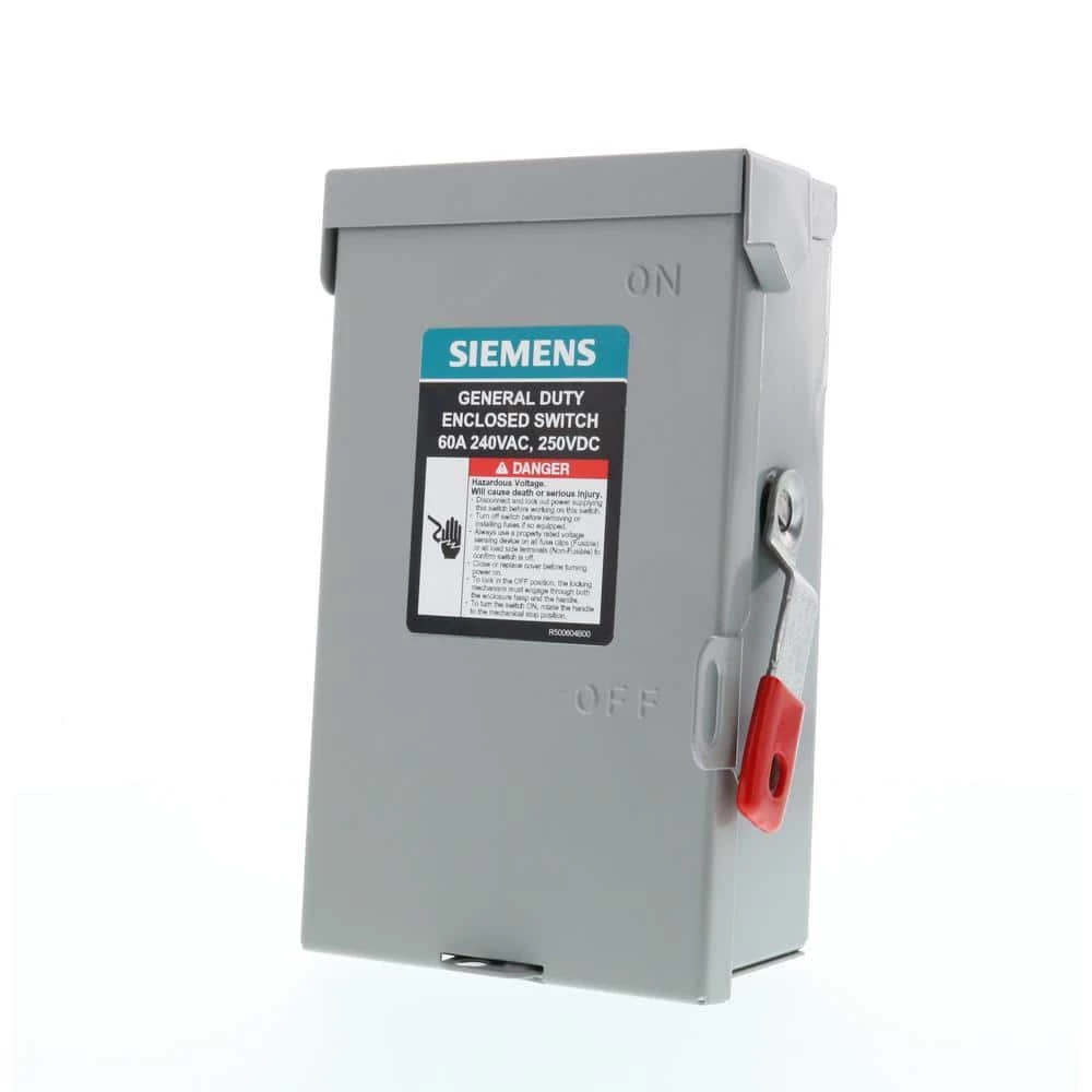 General Duty 60 Amp 2-Pole 2-Wire 240-Volt Non-Fusible Outdoor Safety Switch by Siemens 2 General Duty 60 Amp 2-Pole 2-Wire 240-Volt Non-Fusible Outdoor Safety Switch by Siemens - Image 2