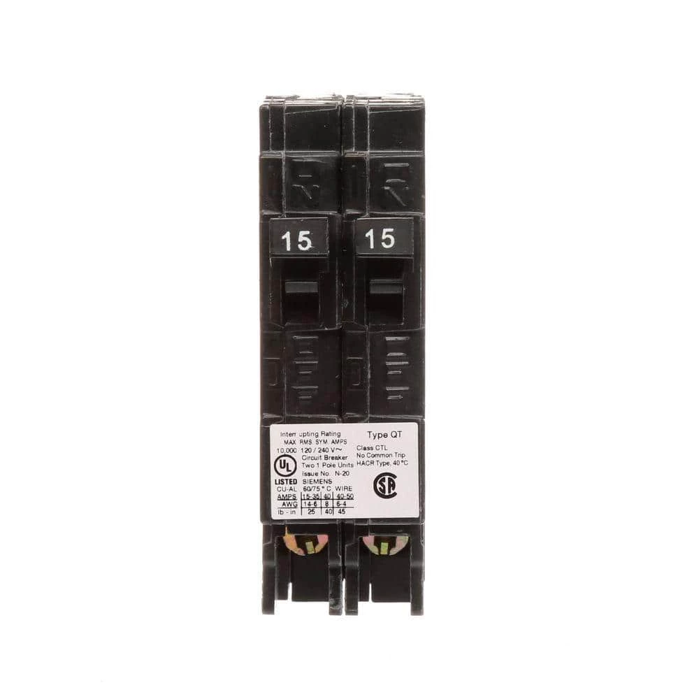 15 Amp Tandem Single Pole Type QT Circuit Breaker by Siemens 2 15 Amp Tandem Single Pole Type QT Circuit Breaker by Siemens - Image 2