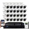 32-Channel 5MP 8TB NVR Security Camera System w/ 24 Wired Bullet Cameras 2.8 mm Fixed Lens Built-In Mic Human Detection by GW Security