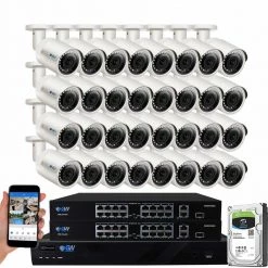 32-Channel 5MP 8TB NVR Security Camera System w/ 32 Wired Bullet Cameras 2.8 mm Fixed Lens Built-In Mic Human Detection by GW Security
