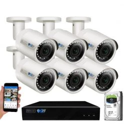 8-Channel 5MP 2TB NVR Security Camera System with 6 Wired Bullet Cameras 2.8 mm Fixed Lens Built-In Mic Human Detection by GW Security