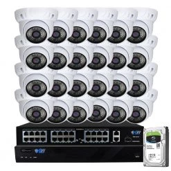 32-Channel 5MP 8TB NVR Security Camera System w/ 24 Wired Turret Cameras 3.6 mm Fixed Lens Built-In Mic Human Detection by GW Security