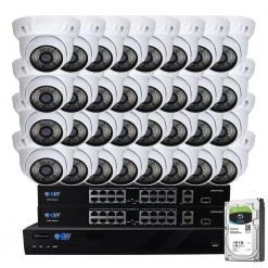 32-Channel 5MP 8TB NVR Security Camera System w/ 32 Wired Turret Cameras 3.6 mm Fixed Lens Built-In Mic Human Detection by GW Security