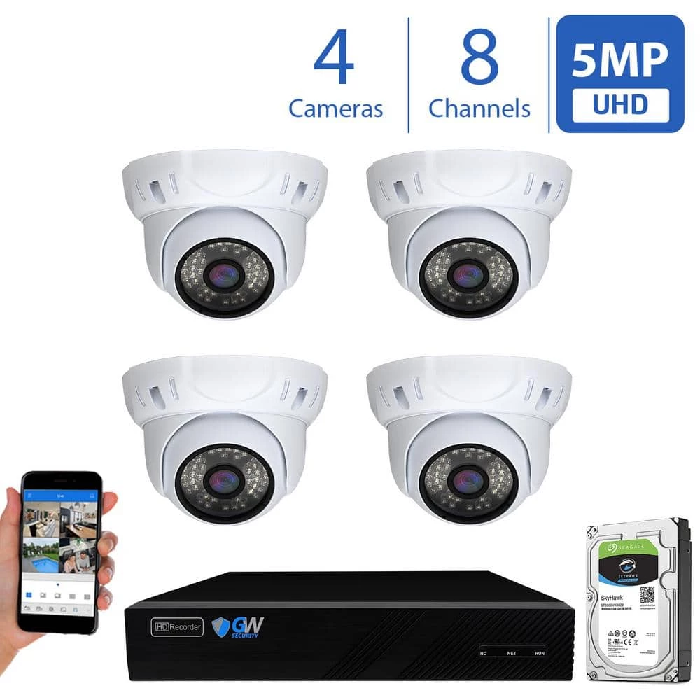 8-Channel 5MP 1TB NVR Security Camera System with 4 Wired Turret Cameras 3.6 mm Fixed Lens Built-In Mic Human Detection by GW Security 2 8-Channel 5MP 1TB NVR Security Camera System with 4 Wired Turret Cameras 3.6 mm Fixed Lens Built-In Mic Human Detection by GW Security - Image 2
