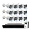 16-Channel 8MP 4TB NVR Smart Security Camera System with 12 Wired Bullet POE Cameras, Spotlight, Fixed Lens, Microphone by GW Security