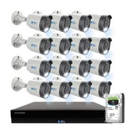 16-Channel 8MP 4TB NVR Smart Security Camera System with 16 Wired Bullet POE Cameras, Spotlight, Fixed Lens, Microphone by GW Security