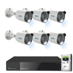 8-Channel 8MP 2TB NVR Smart Security Camera System with 6 Wired Bullet POE Cameras, Spotlight, Fixed Lens, Microphone by GW Security