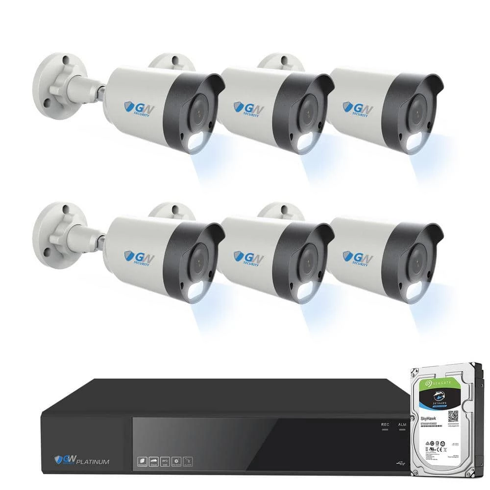 8-Channel 8MP 2TB NVR Smart Security Camera System with 6 Wired Bullet POE Cameras, Spotlight, Fixed Lens, Microphone by GW Security 1 8-Channel 8MP 2TB NVR Smart Security Camera System with 6 Wired Bullet POE Cameras, Spotlight, Fixed Lens, Microphone by GW Security