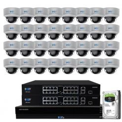 32-Channel 8MP 8TB NVR Security Camera System with 32 Wired Dome 4X Optical Zoom Camera, Color Night Vision, Microphone by GW Security