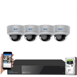 8-Channel 8MP 1TB NVR Security Camera System with 4 Wired Dome 4X Optical Zoom Camera, Color Night Vision, Microphone by GW Security
