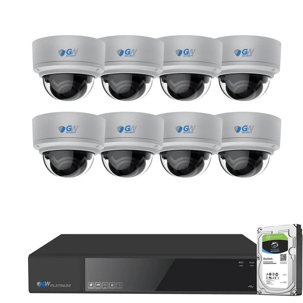 8-Channel 8MP 2TB NVR Security Camera System with 8 Wired Dome Motorized Zoom Camera, Color Night Vision, Microphone by GW Security 1 8-Channel 8MP 2TB NVR Security Camera System with 8 Wired Dome Motorized Zoom Camera, Color Night Vision, Microphone by GW Security