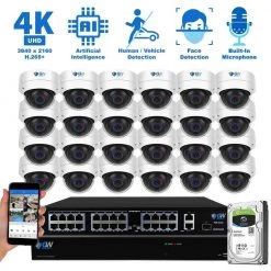 32-Channel 8MP 8TB NVR Smart Security Camera System with 24 Wired Dome Cameras 2.8 mm Fixed Lens Artificial Intelligence by GW Security 13 32-Channel 8MP 8TB NVR Smart Security Camera System with 24 Wired Dome Cameras 2.8 mm Fixed Lens Artificial Intelligence by GW Security -ELECTRICAL TOOLS Store white gw security wired security camera systems gw8533mic24 8t 76 1000