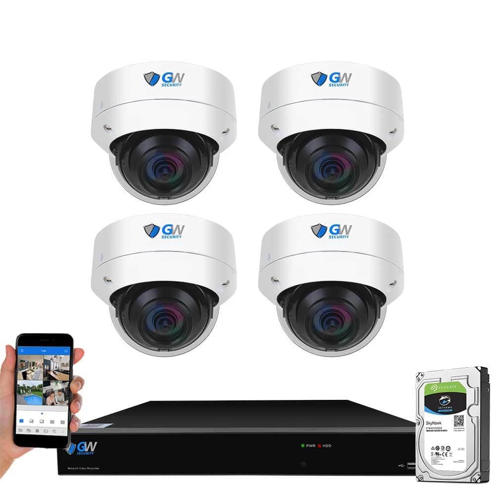 8-Channel 8MP 1TB NVR Smart Security Camera System with 4 Wired Dome Cameras 2.8 mm Fixed Lens Artificial Intelligence by GW Security 1 8-Channel 8MP 1TB NVR Smart Security Camera System with 4 Wired Dome Cameras 2.8 mm Fixed Lens Artificial Intelligence by GW Security