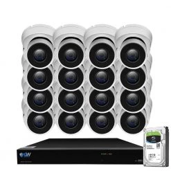 16-Channel 8MP 4TB NVR Smart Security Camera System w/ 16 Wired Bullet Cameras 3.6 mm Fixed Lens Artificial Intelligence by GW Security