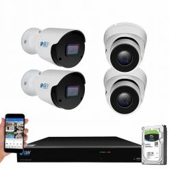8-Channel 8MP 1TB NVR Smart Security Camera System with 2 Wired Turret and 2 Bullet Cameras 3.6 mm Fixed Lens AI, Mic by GW Security