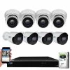 8-Channel 8MP 2TB NVR Smart Security Camera System with 4 Wired Turret and 4 Bullet Cameras 3.6 mm Fixed Lens AI, Mic by GW Security