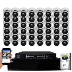 64-Channel 8MP 16TB NVR Smart Security Camera System w/48 Wired Turret Cameras 3.6 mm Fixed Lens Artificial Intelligence by GW Security