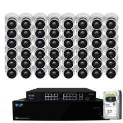 64-Channel 8MP 16TB NVR Smart Security Camera System w/56 Wired Turret Cameras 3.6 mm Fixed Lens Artificial Intelligence by GW Security