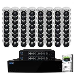64-Channel 8MP 16TB NVR Smart Security Camera System w/64 Wired Turret Cameras 3.6 mm Fixed Lens Artificial Intelligence by GW Security