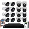 16-Channel 8MP 4TB NVR Smart Security Camera System with 8 Wired Turret and 8 Bullet Cameras 3.6 mm Fixed Lens AI, Mic by GW Security