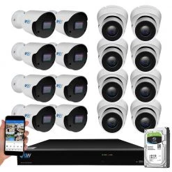 16-Channel 8MP 4TB NVR Smart Security Camera System with 8 Wired Turret and 8 Bullet Cameras 3.6 mm Fixed Lens AI, Mic by GW Security