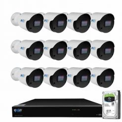16-Channel 8MP 4K NVR 4TB Security Camera System with 12 Wired IP POE Cameras Bullet Fixed Lens, Artificial Intelligence by GW Security