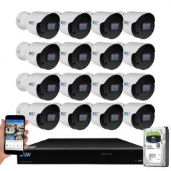 16-Channel 8MP 4K NVR 4TB Security Camera System with 16 Wired IP POE Cameras Bullet Fixed Lens, Artificial Intelligence by GW Security