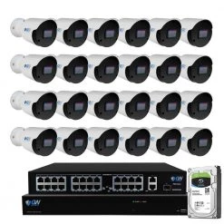 32-Channel 8MP 4K NVR 8TB Security Camera System with 24 Wired IP POE Cameras Bullet Fixed Lens, Artificial Intelligence by GW Security