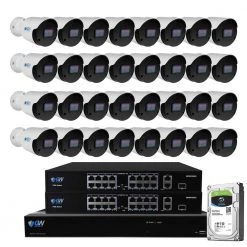 32-Channel 8MP 4K NVR 8TB Security Camera System with 32 Wired IP POE Cameras Bullet Fixed Lens, Artificial Intelligence by GW Security